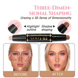 Double-head Highlight Shadow Stick Face Bronzer Contouring Pen Foundation Cream Concealer Makeup Base Beauty Women's Cosmetics