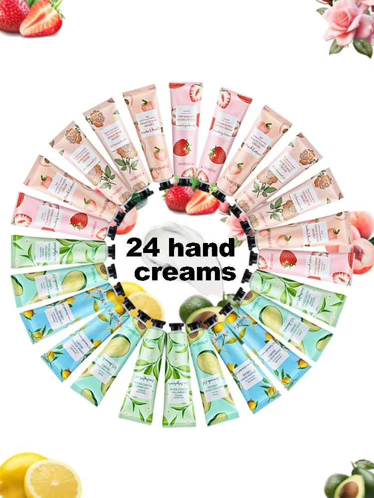 24PCS Hand Cream, Hydrating & Moisturizing, Nourishes and Cares for Hands, Prevents Dryness and Cracking in Autumn and Winter
