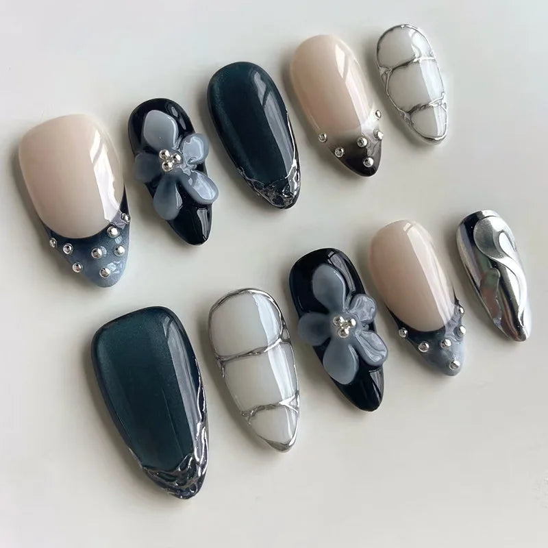 24 false nail pieces shipped randomly, Instagram-style false nails, wearable full-coverage almond-shaped press-on nails.