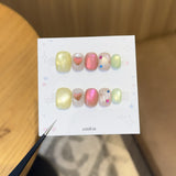 10pcs Festive Red Oval Short Press-On Nails with Cute Tomato Design Glossy Finish Holiday Nail Art Set for Women and Girls Wear