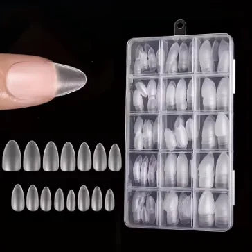 Boxed 330 Short Almond Nail Tips - Upgraded Matte Gel Nail Stickers Without File, Pre-Shaped Full Coverage of Short Almond Nails