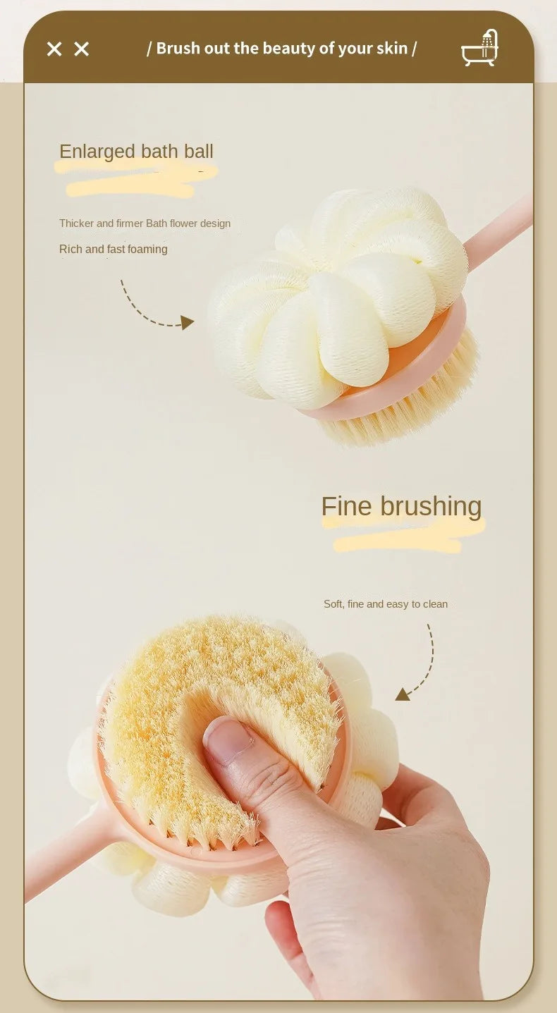 Two Sided Shower Body Brush Silicone Long Handle Bathroom Wash Brush Bathing Massage Back Body Exfoliating Brush Bath Supplies