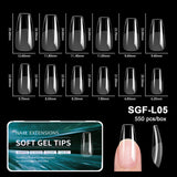 Luxury False Nail Tips Soft Gel Fingertip Semi-matte Capsules Almond French Coffin Full Cover Artificial Fake Nails Extension