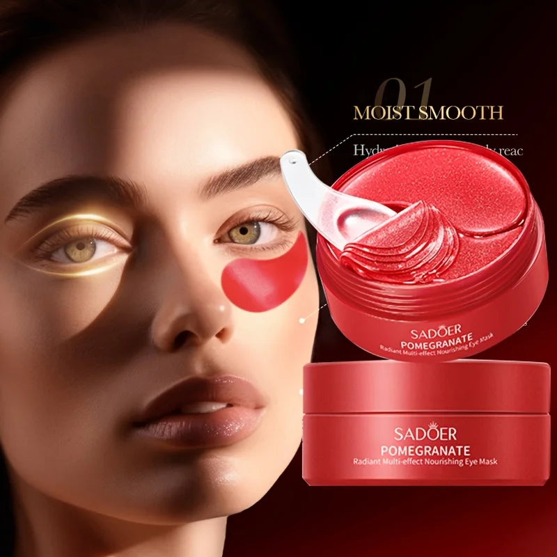 Pomegranate Eye Mask Multi-Effect Nourishing And Moisturizing Eye Patch for Hydrating the Eye Area 60pcs/bottle-1 bottle