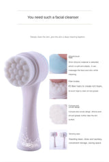 Silica Gel Facial Brush Double Sided Facial Cleanser Blackhead Removing Product Pore Cleaner Exfoliating Facial Brush Face Brush