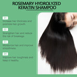 3pcs Rosemary Hair Growth Shampoo Thickening Hydrolyzed Keratin Dry Frizzy Damaged Repair Moisturizing Scalp Cleaning Shampoo