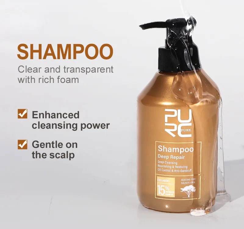 PURC Morocco Argan Oil Shampoo Conditioner Set Smoothing Nourishing Repair Damaged Frizz Hair Scalp Treatment Hair Care