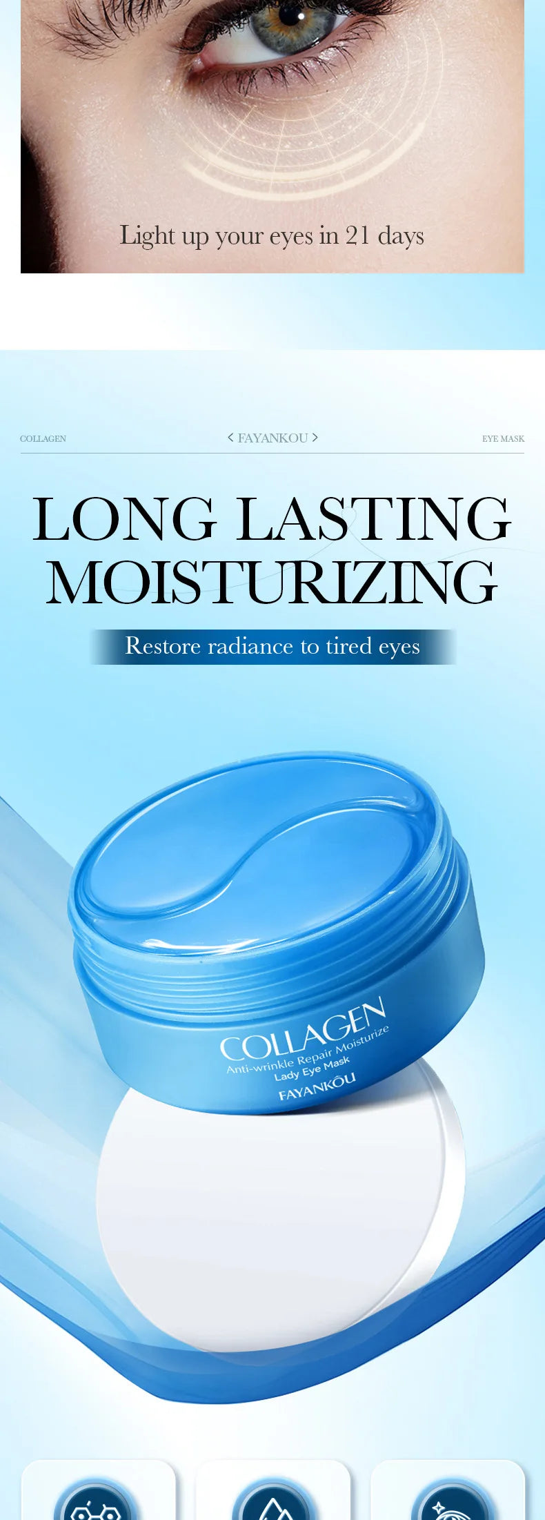 60 Pieces of Collagen Firming Eye Masks, Rich in Various Skin-Beneficial Ingredients, Moisturize the Skin Around the Eyes, Anti-Wrinkle and Hydrating