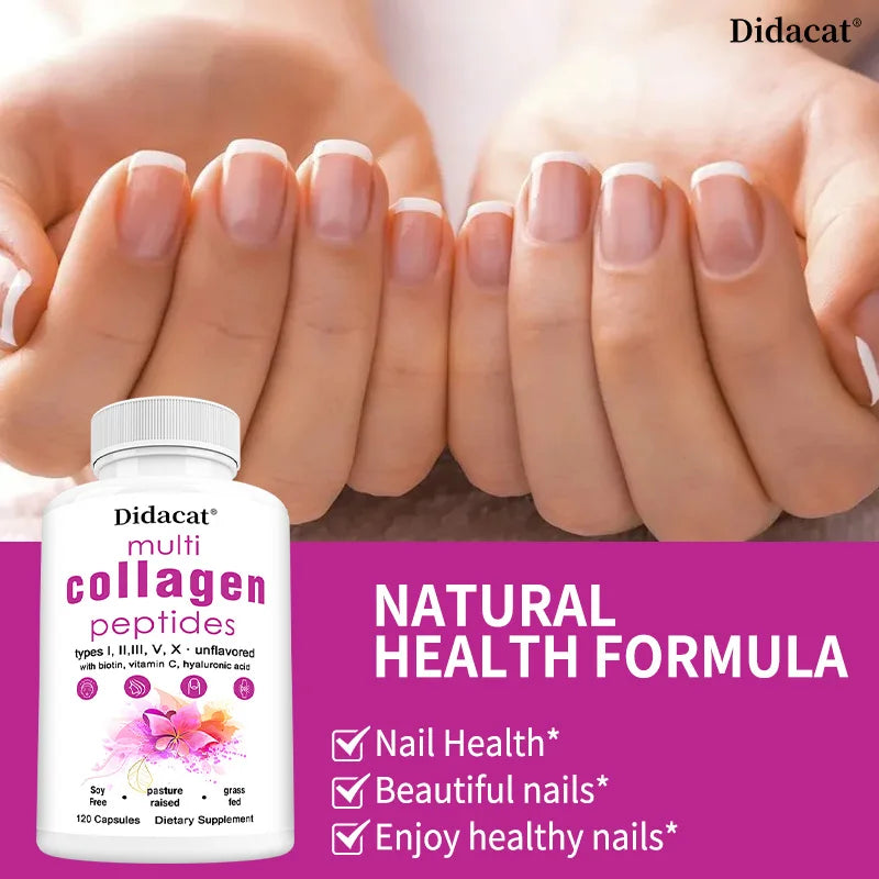 Multi-collagen Peptides - Anti-aging, Brightening Skin Tone, Firming Skin, Hair, Nail, Skin, and Joint Health Supplements