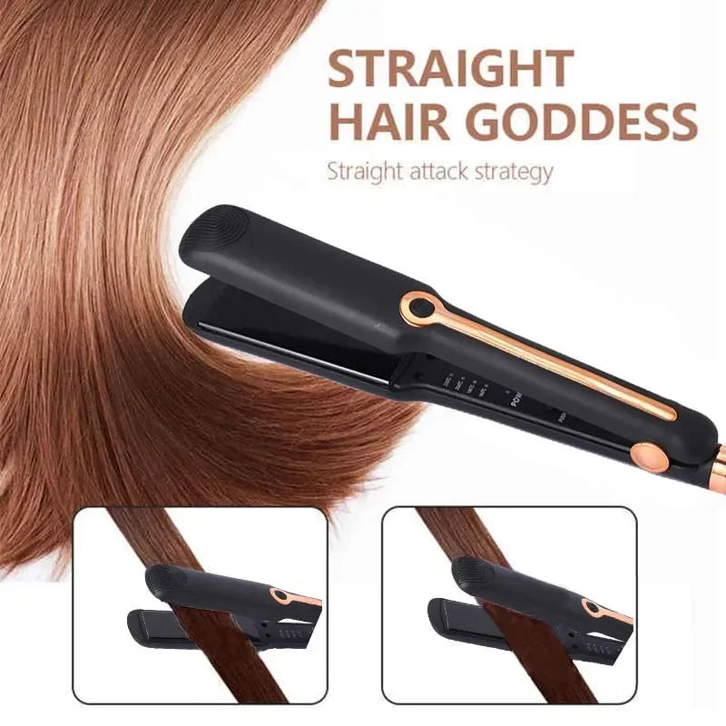 Tinsol 2-in-1 Hair Straightener Curling Iron Ceramic Plate Negative Ion Wide Plate Temperature Adjustable Hair Straightener