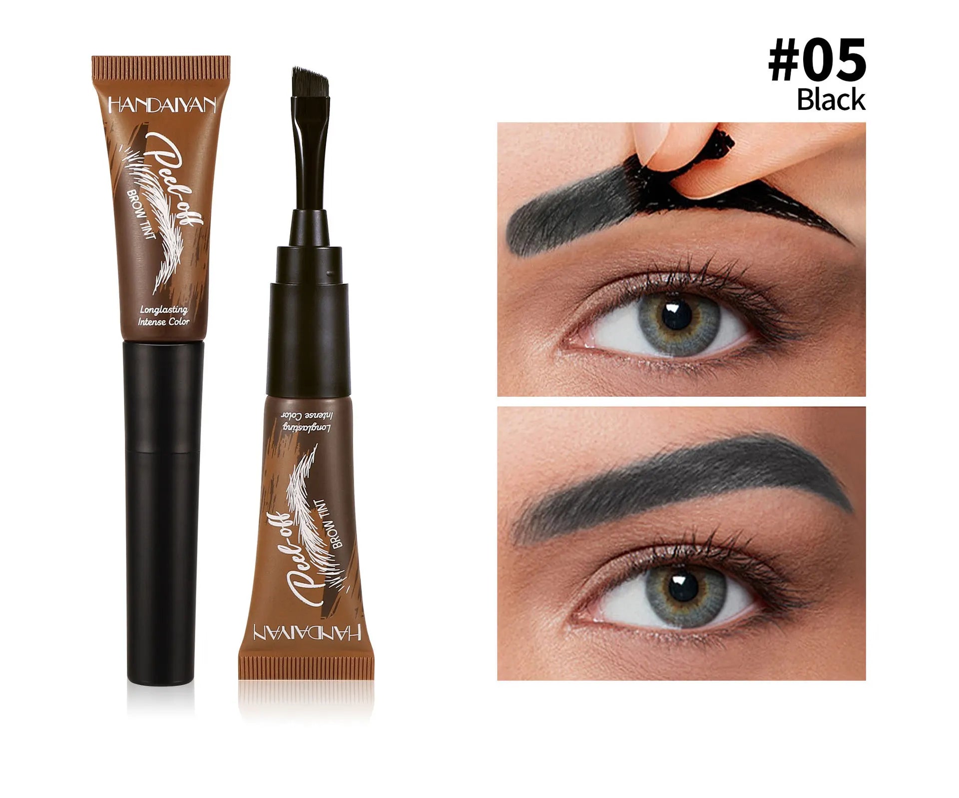 HANDAIYAN 5-color brush head peel-off eyebrow tint Waterproof, long-lasting, and smudge-proof peel-off eyebrow tint