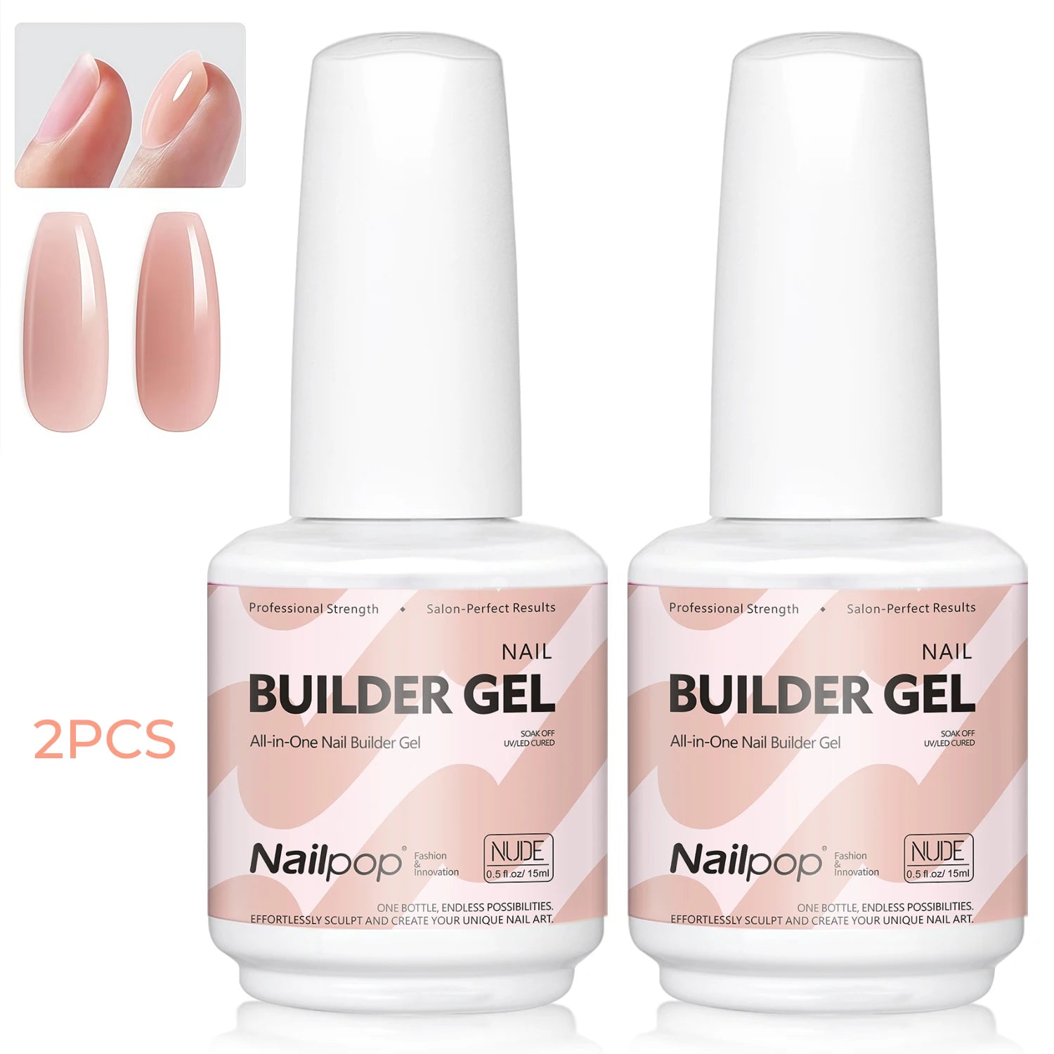 Nailpop 7 IN 1 Nail Glue Gel 15ml Gellack UV Nails Builder Gel Apex & Extension Soak off Base Gel Top Coat  HEMA FREE