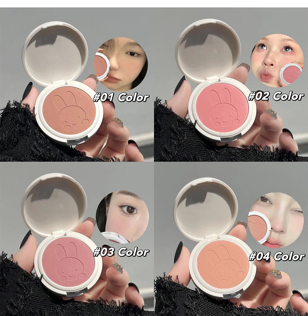 Monochrome Blush Palette Matte Peach Rouge Cute Bunny Rose Red Cheek Tint Blusher Powder Natural Face Contouring Shadow Makeup
