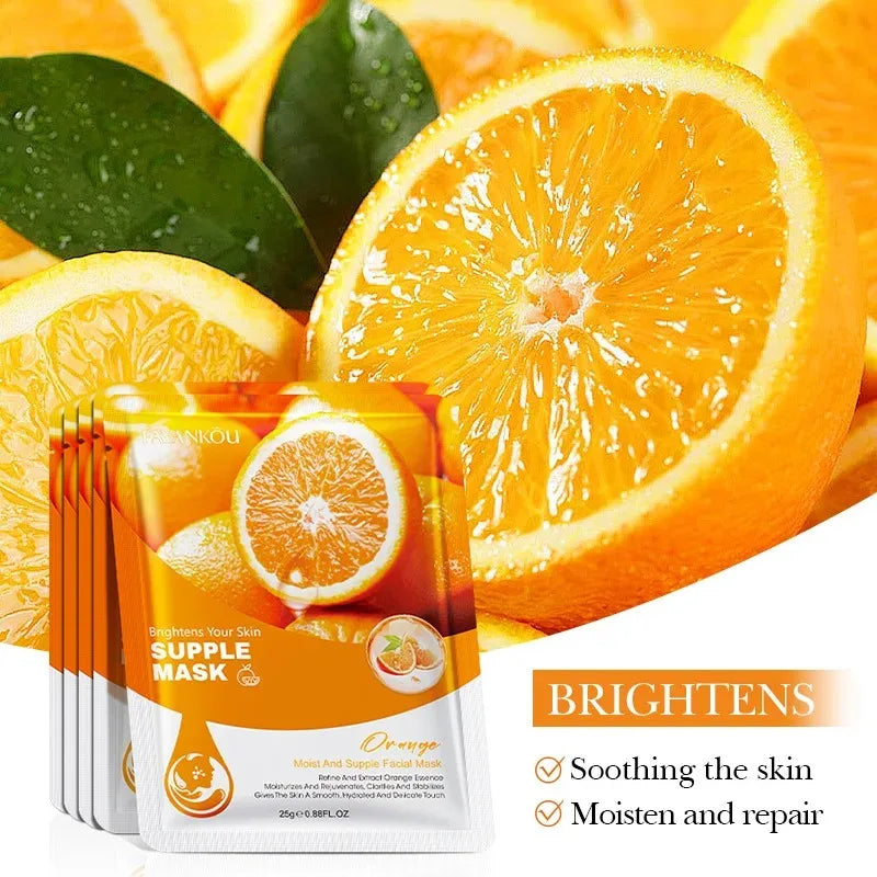 10Pcs Fruits Facial Masks for Face Skincare Moisturizing Brightening Hydrating Firmingface Mask Beauty Face Skin Care Products