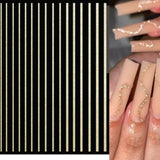 Adhesive stickers with European and American style cross snake black and white wave dot hot silver line letter nail stickers