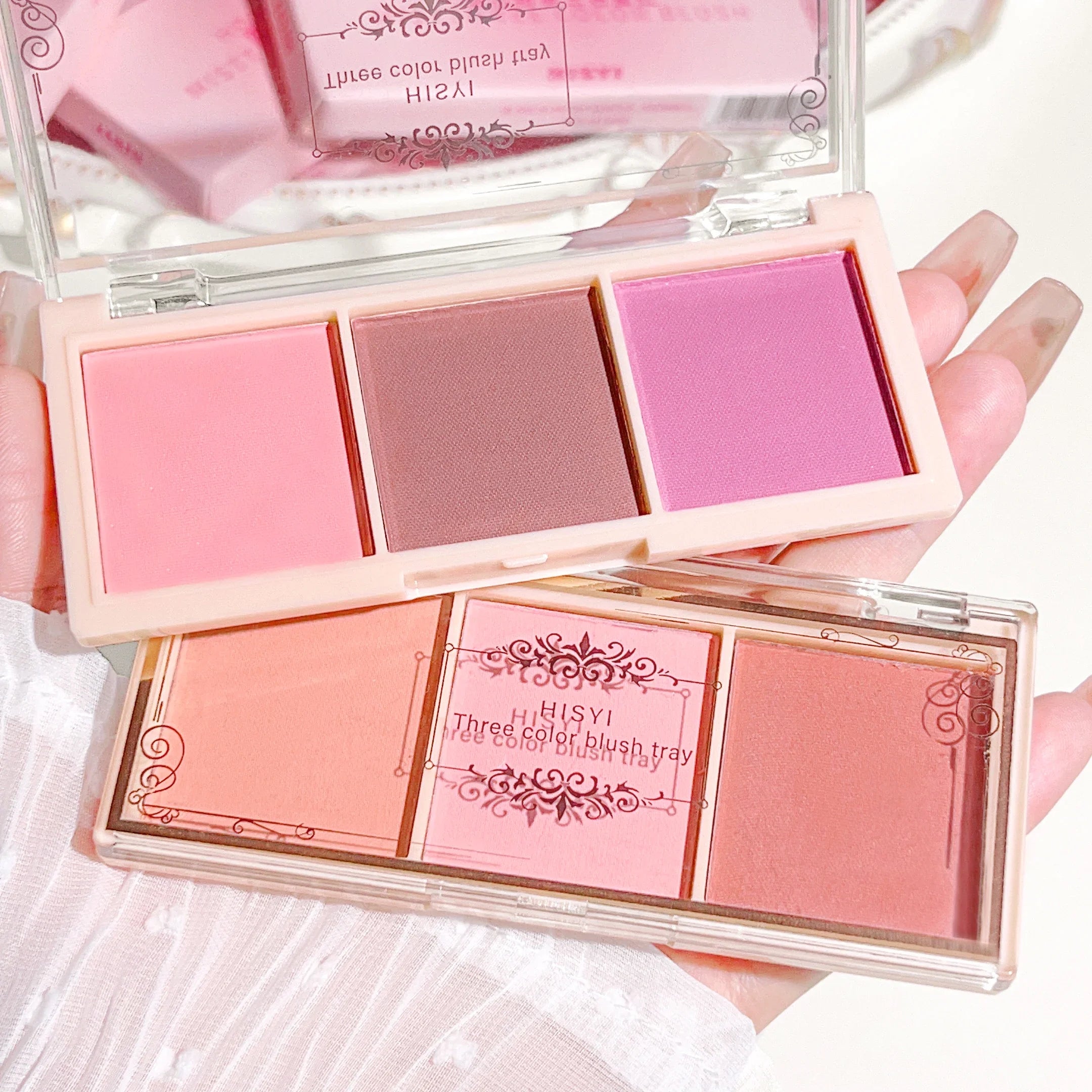 3-Color Cheek Red Plate Nude Makeup Natural Matte Milk Tea Orange Eye Shadow Makeup Lasting High Color Rendering Invisible