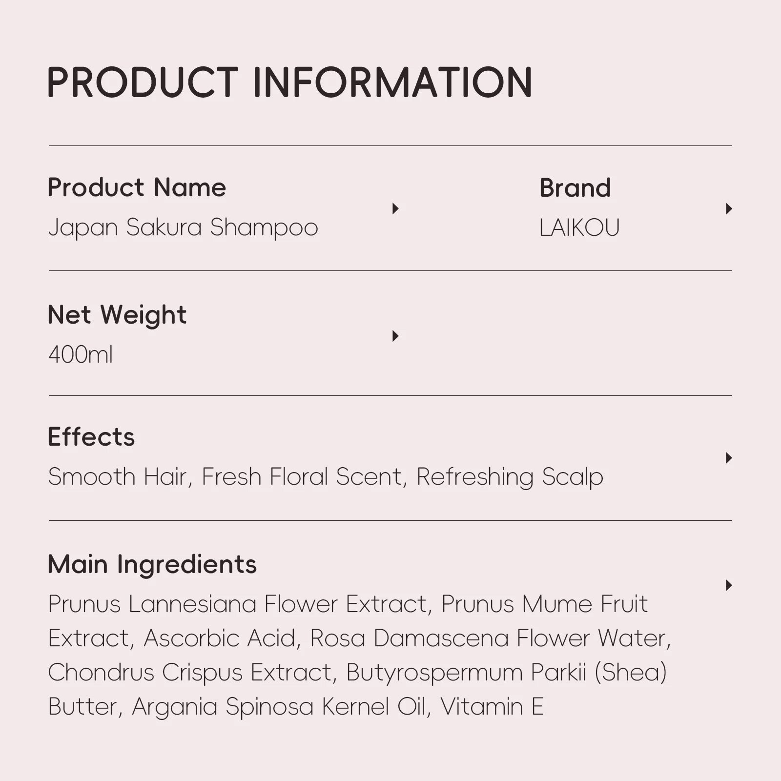 LAIKOU Japan Sakura Shampoo Repair Anti Split Ends Smooth Frizz Dry Hair