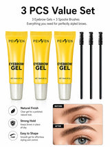 Clear Eyebrow Gel 3PCS Set, Strong Hold Waterproof Brow Shaping Gel, Natural Fuller Brows Makeup, Flake-Free Brow Lamination