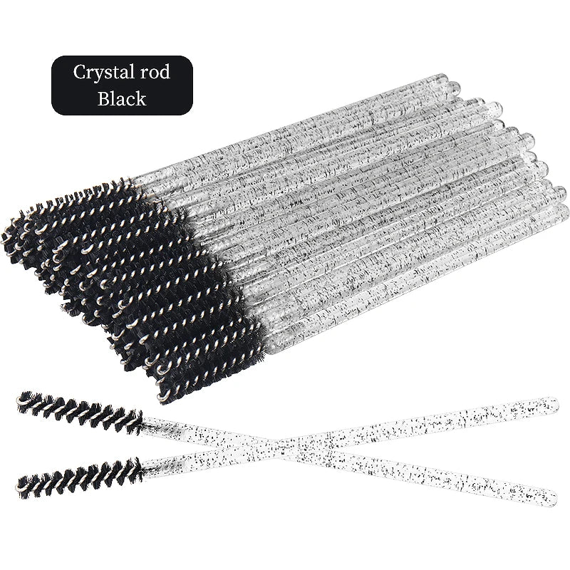 50pcs Disposable Eyelash Brush Crystal Eyebrow Comb Eyelashes Lifting Mascara Wand Micro Brushes Lash Extension Makeup Tools