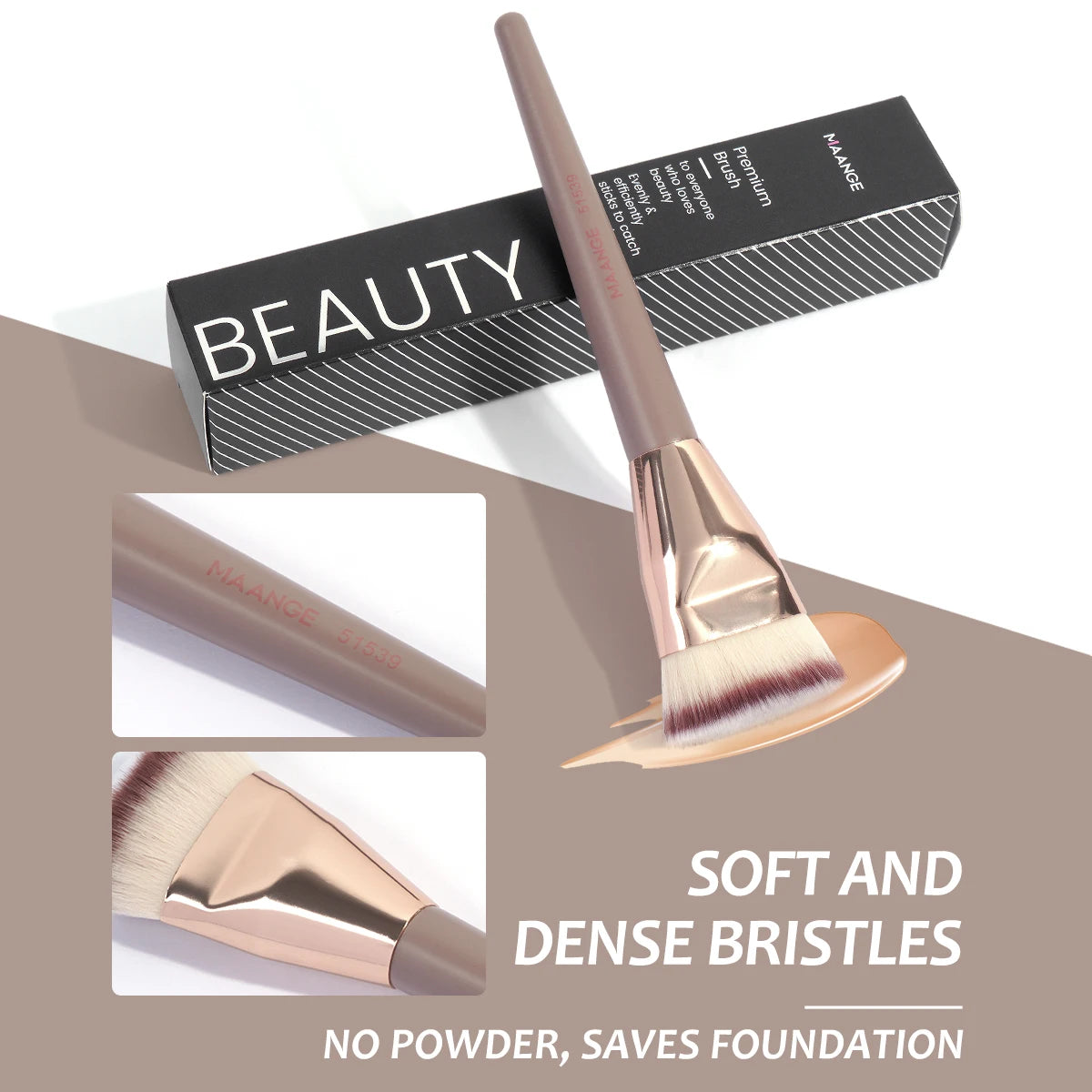 MAANGE Single Flat Round Tube Flat Head Foundation Brush With Box Powder Blush Concealer Makeup Brush Skin-friendly Makeup Tool
