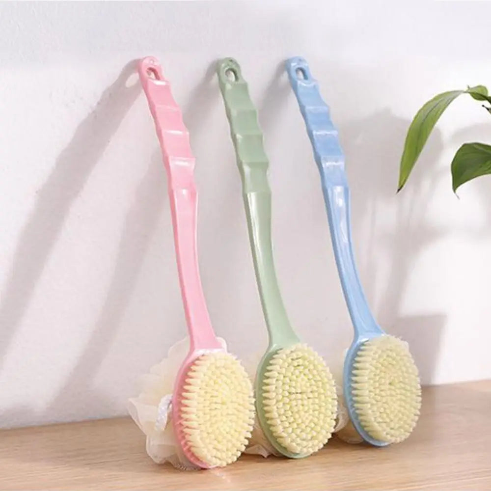 2-in-1 Double-sided Long Handle Shower Brush Exfoliating Soft Bristle Shower Tools Body Clean Shower Brush Gentle Cleaning Tools