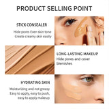 O'CHEAL Temperature Changing Foundation Stick Facial Coverage Blemishes Pores Double-Headed Face Matte Makeup Foundation Cream
