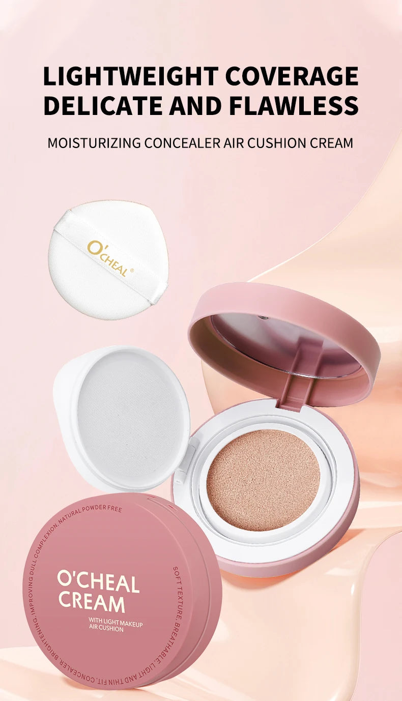 OCHEAL CC Cream Cushion Foundation Cream Long Lasting Moisturizing Concealer Foundation BB Cream For Face Makeup Concelear