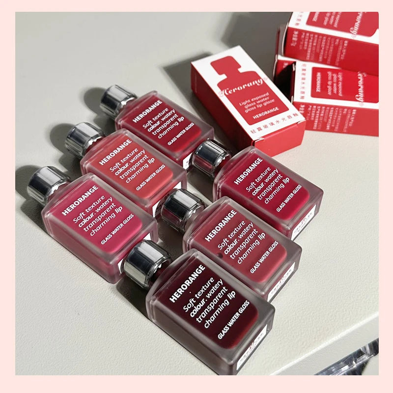 HERORANGE Light Glass-Like Lip Lacquer - Mirror Shine, Hydrating Formula; Smudge-Proof, Long-Wear, and Skin-Brightening