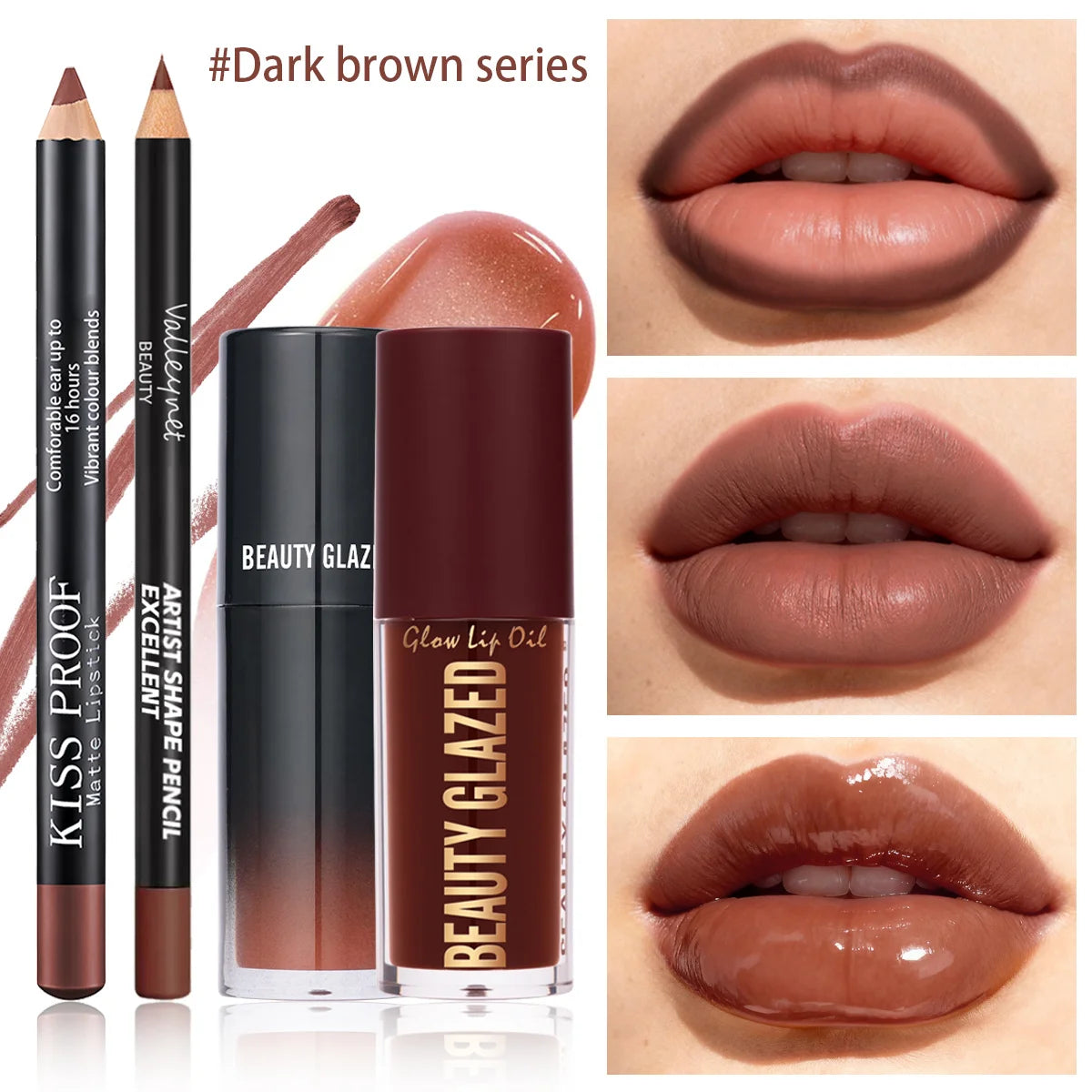 4Pcs/Set Velvet Lip Combo, Matte Lip Liner, Lip Oil Nude Gloss, Long-lasting Waterproof, Sophisticated Lip Look