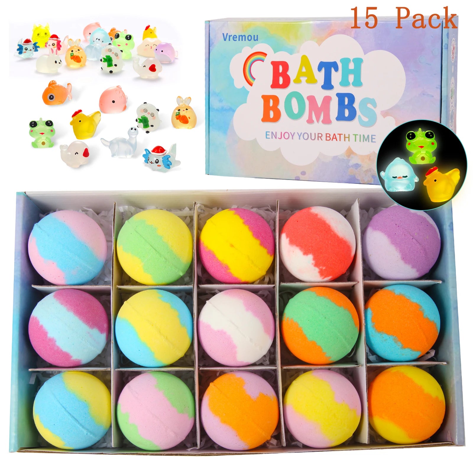 15Pack/24Pack Bath Bombs for Kids with Surprise Inside, Natural Organic Kids Bubble Bath Fizzy for Girls Boys