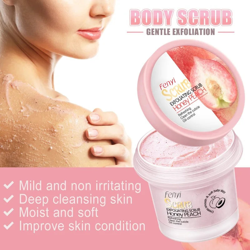 Fenyi Honey Peach Body Scrub Exfoliating Deep Clean Moisturizing Smooth Skin Remove Dead Skin Gentle Care for Face & Body