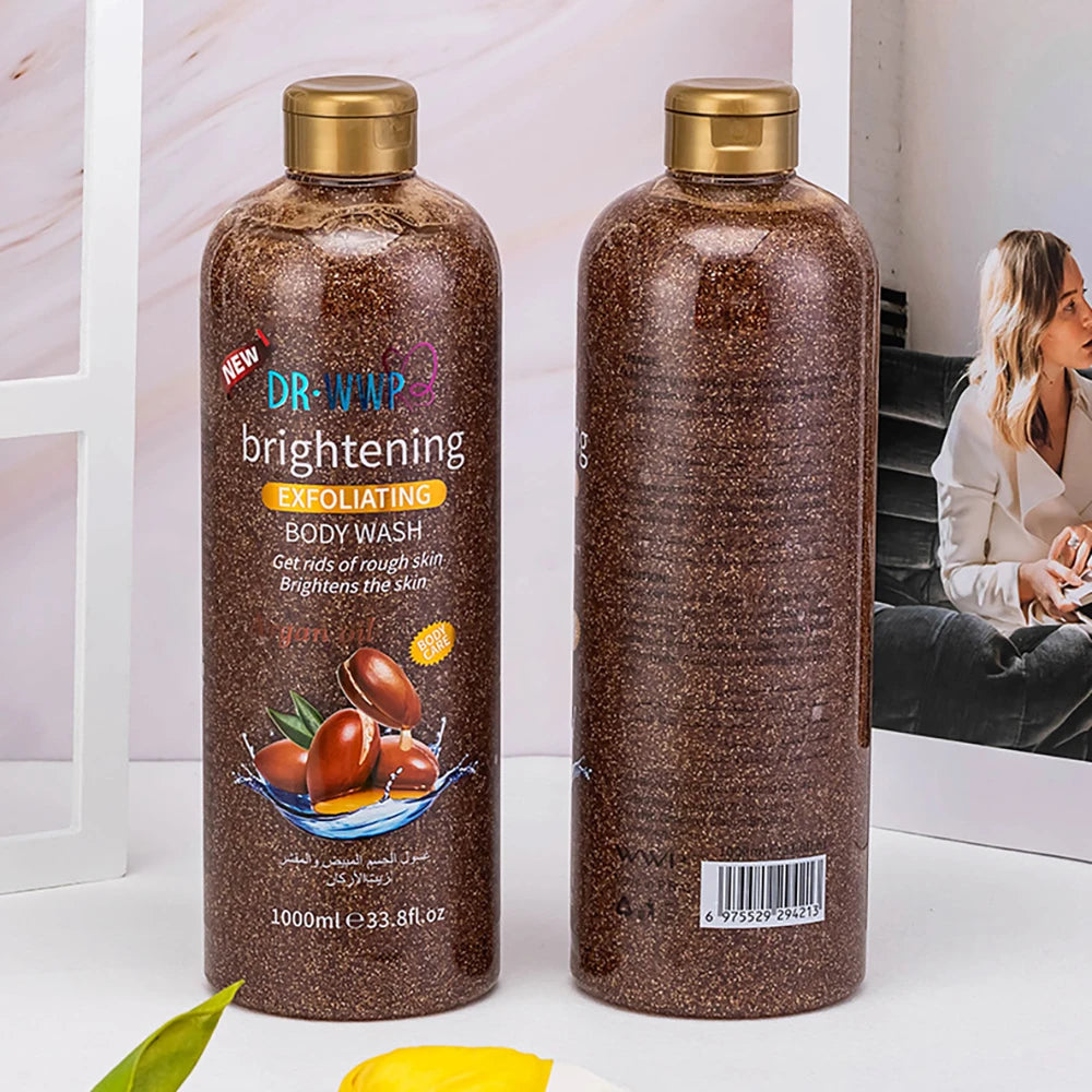 1000ml Lavender Kojic Acid AHA Shower Gel Deep Cleansing Brighten Skin Scrub Body Wash Exfoliator Body Care Fragrance Skincare