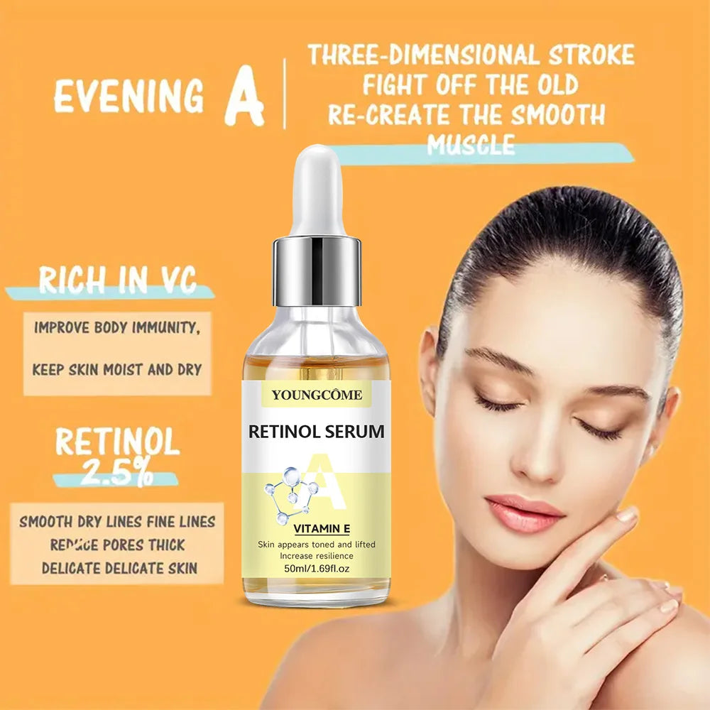 2pcs Vitamin C and retinol fortified serum rich in VC,keep skin hydrated and smooth,smooth fine lines and wrinkles,delicate skin