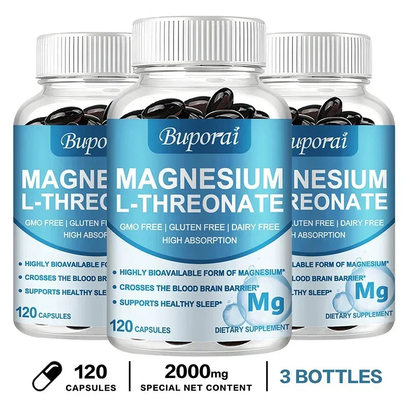 Magnesium L Threonate - Focus and Memory Enhancer, Supports Nerve Function, Muscle Strength, Bone and Joint Health