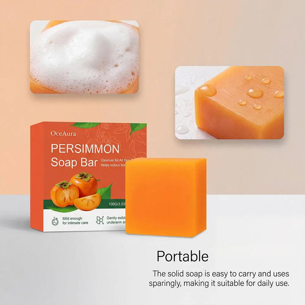 Persimmon Soap Bar for Body Odor Removal, Handmade Persimmon Green Tea Soap for Face and Body Wash Gentle Deodorant Bar