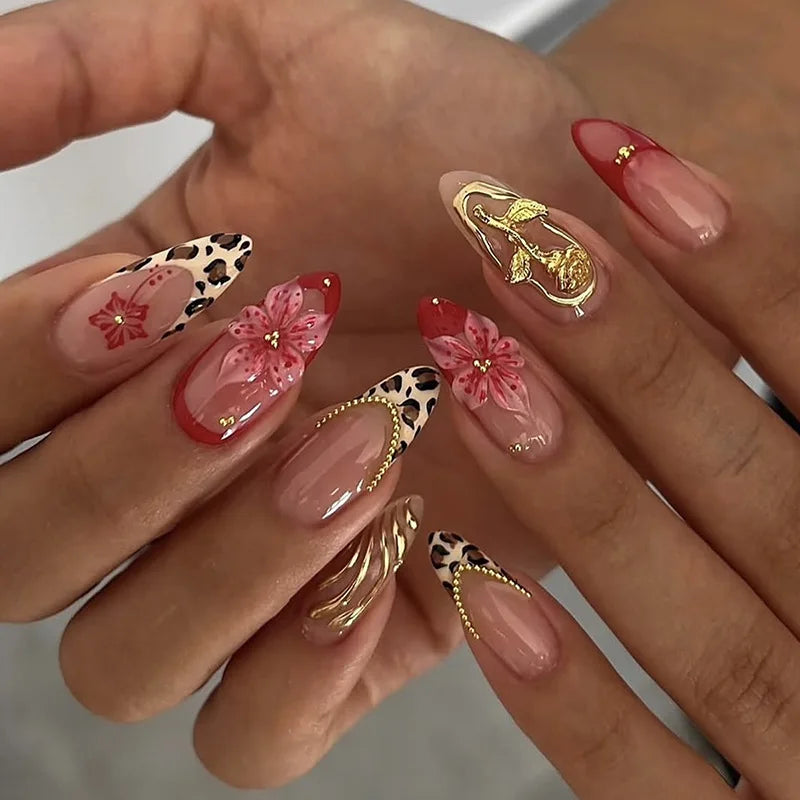 24 false nail pieces shipped randomly, Instagram-style false nails, wearable full-coverage almond-shaped press-on nails.