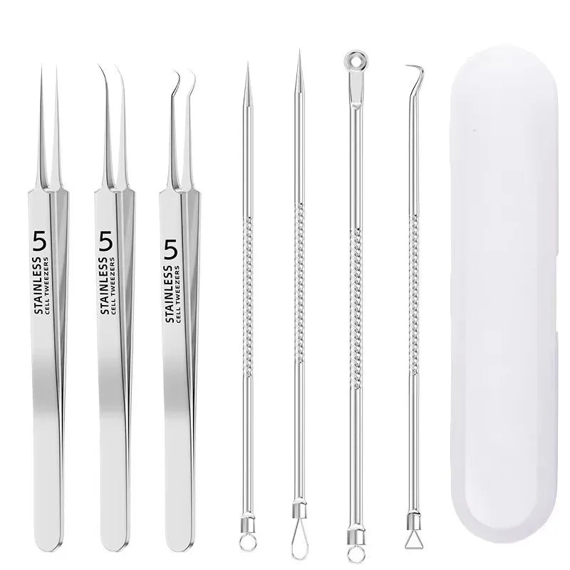 Optional 4Pcs 7Pcs 8Pcs Stainless Steel Skin Care Tool Set For Blackhead And Pimple Household Salon Grooming Accessory