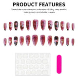 24Pcs Blue Almond Press on Nails with 3D Pearl Design Mid-length Oval False Nails Tips Bow Pattern Wearable Fake Nail for Women