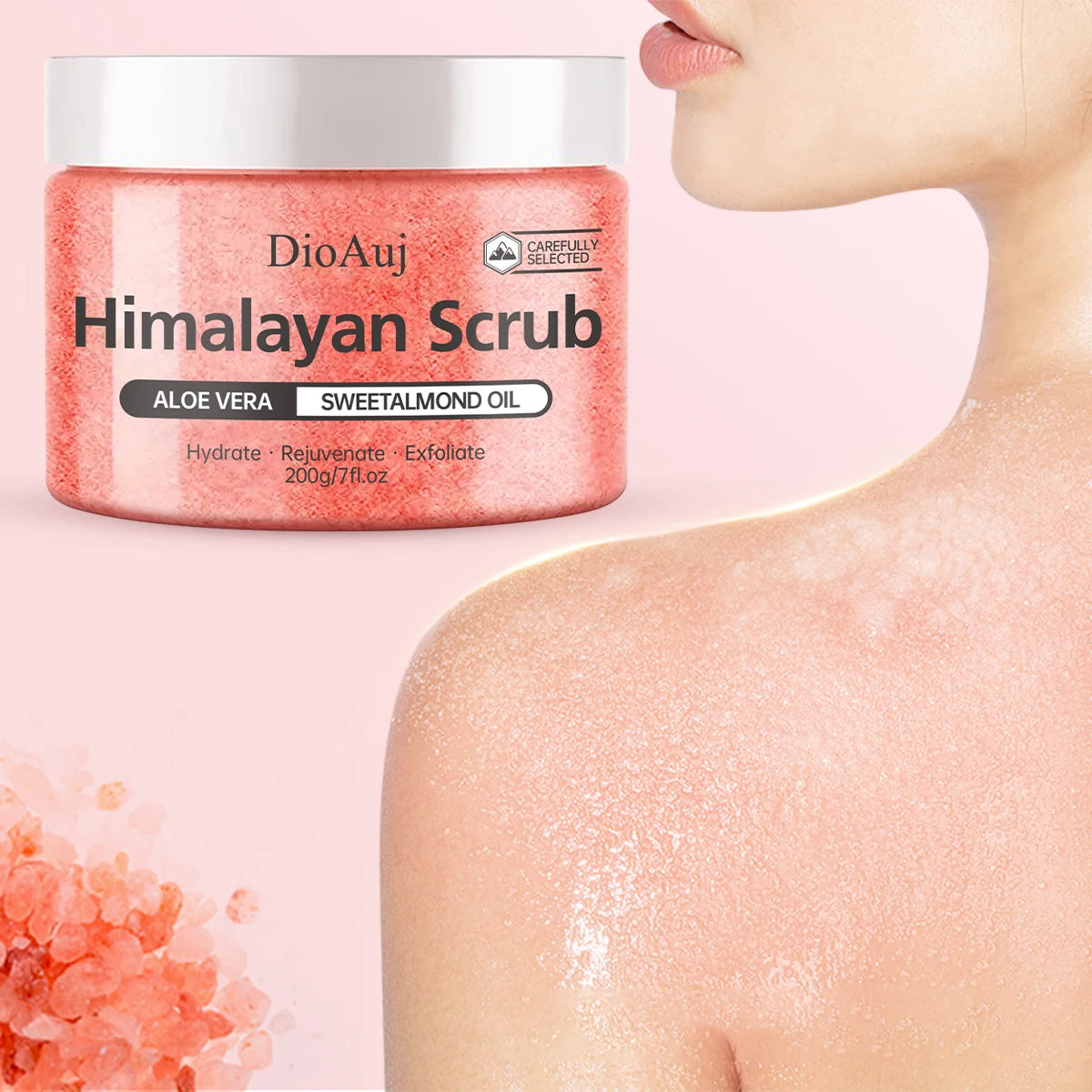200g/7oz Himalayan Scrub Natural Exfoliating Salt & Body and Face Souffle Helps with Moist Cleansing and Exfoliation