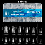 Luxury False Nail Tips Soft Gel Fingertip Semi-matte Capsules Almond French Coffin Full Cover Artificial Fake Nails Extension