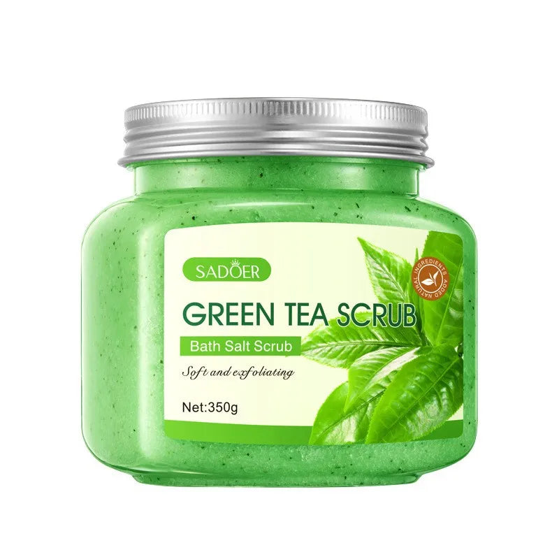 350g Sadoer Green Tea Body Scrub, Cleanses the Skin, Deeply Exfoliates, Makes the Skin Soft, Smooth, and Elastic, Bath Products