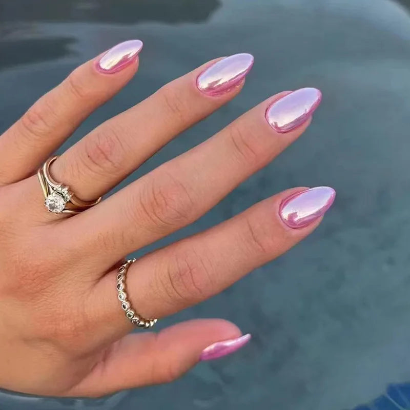 24Pcs Simple Wine Red Fake Nail with Mid-length Design Almond Press on False Nails Wearable Round Head Oval Full Cover Nail Tips