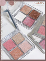 Four Color Glitter Highlighter Powder Palette Diamond High Gloss Shiny High Light Bronzers Face Body Brightening Makeup Cosmetic