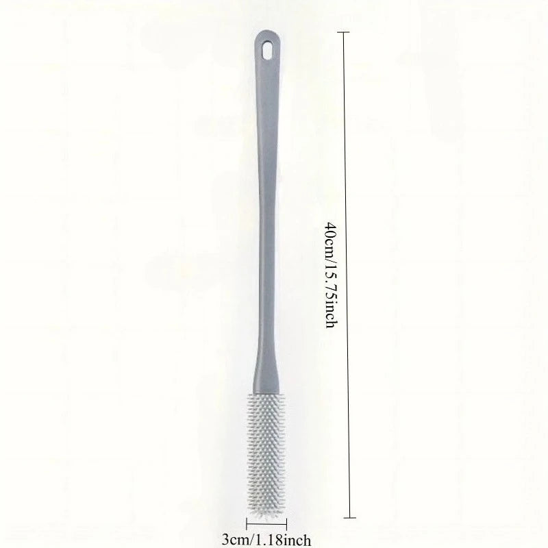 Ergonomic Long Handle Foot Scrub Brush, Soft Silicone Toe Cleaner, Exfoliating Foot Massage Bath Brush
