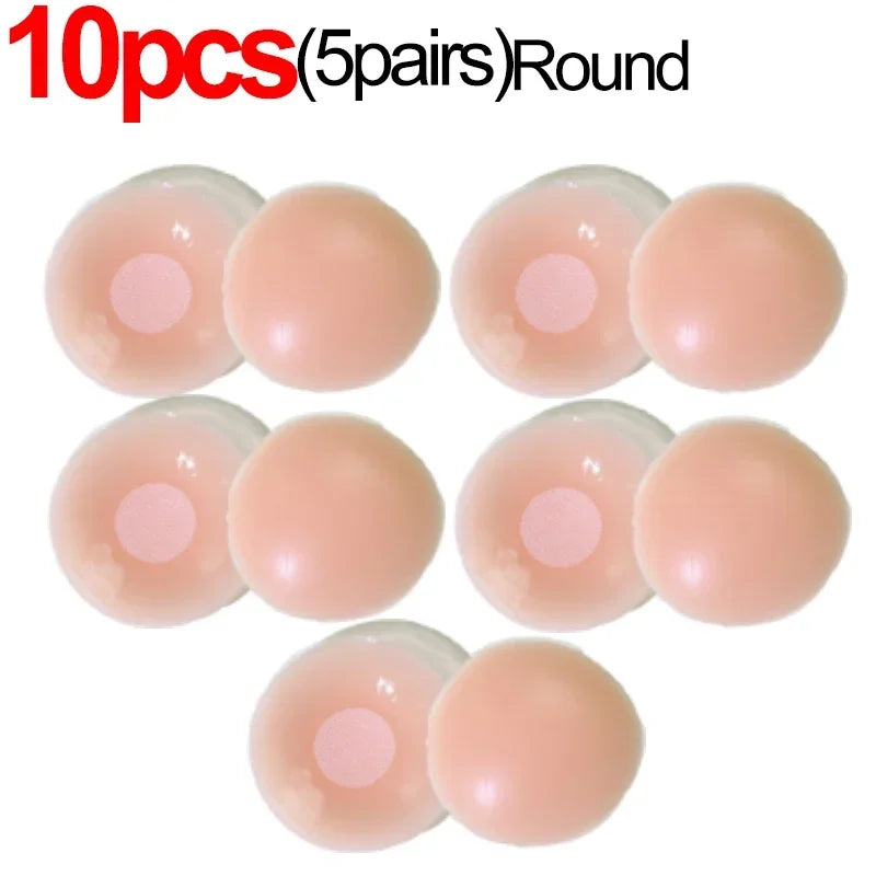 2/10pcs Invisible Nipple Cover Stickers Self-adhesive Chest Breast Petals Silicone Lift Up Paddings Reusable Women's Patch Bra