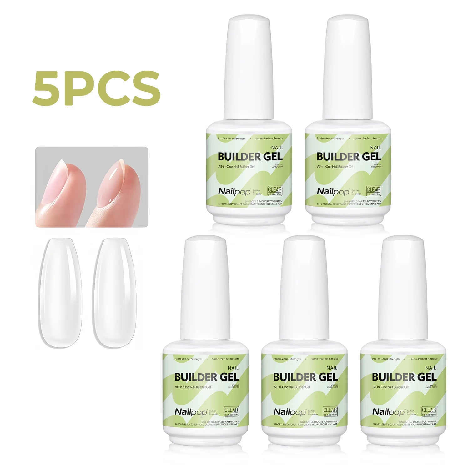 Nailpop 7 IN 1 Nail Glue Gel 15ml Gellack UV Nails Builder Gel Apex & Extension Soak off Base Gel Top Coat  HEMA FREE