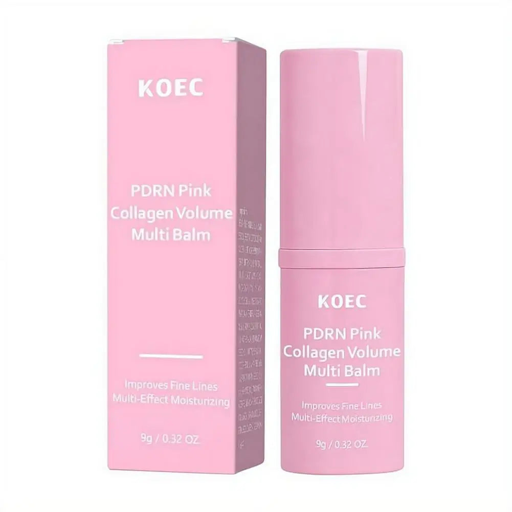 KOEC PDRN Pink Collagen Volume Multi Balm Stick, Anti‑Aging Moisturizing Serum Stick for Fine Lines, Dull Skin Brightening