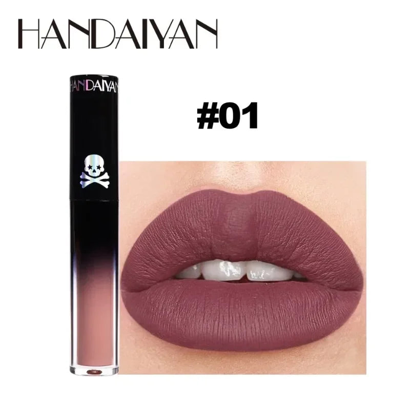 Halloween Goth Lipstick Set Long Lasting Smudgeproof Dark Matte Lip Gloss Velvet Lipsticks Black Liquid Lipstick for Halloween