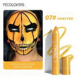 7PCS/SET Halloween Face And Lip Paint Set, 2 Paint Pens, 3 Liquid Lip Colors, 1 Detail Brush, 1 Beauty Tool, Quick-Dry Smudge-Proof Formula, Long-Wear Non-Sticky Finish, Great for Spooky Holiday Looks
