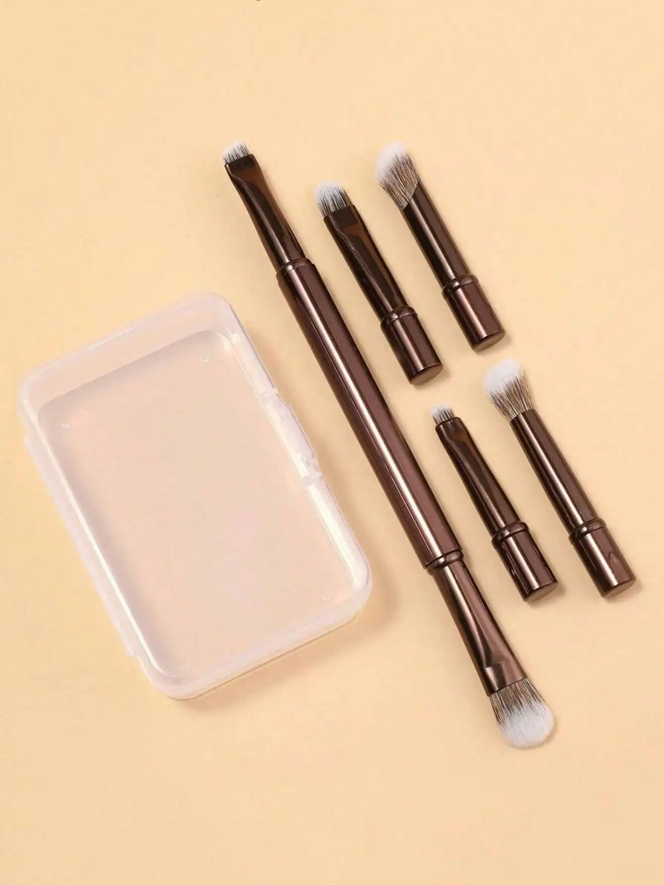 6Pcs Mini Travel Eyeshadow Makeup Brushes Set Portable Small Eye Shadow Blending Concealer Brush With Storage Case For Daily Makeup